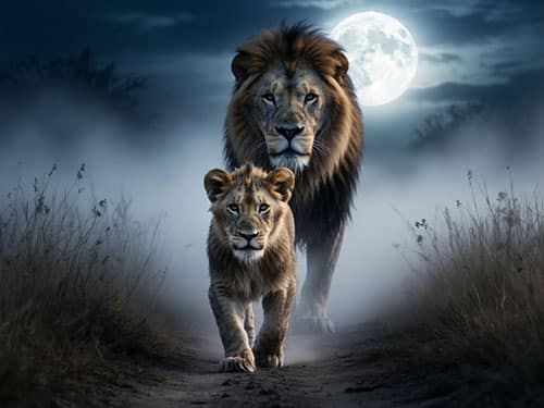 Лев со львенком