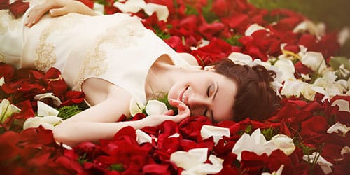 лепестки белых и красных роз во сне