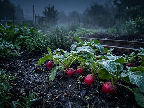 Редиска на грядке