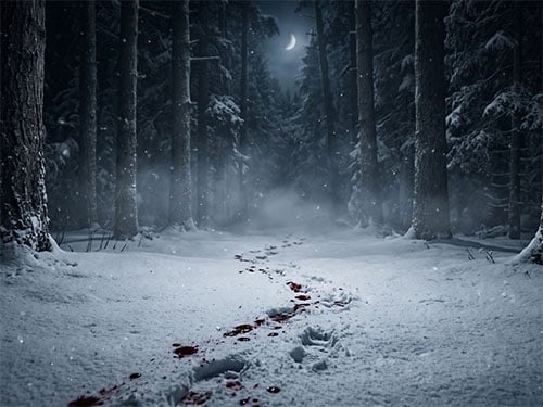 Кровь животного на снегу