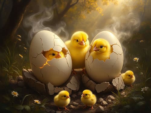Яйца с цыплятами
