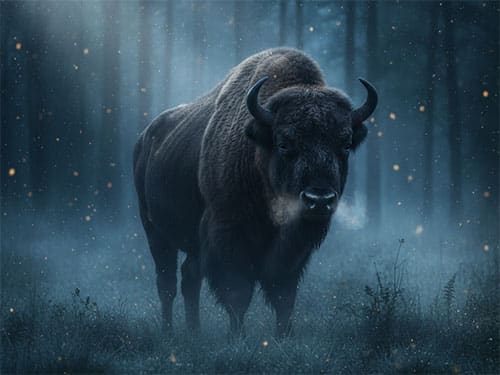 Зубр в лесу