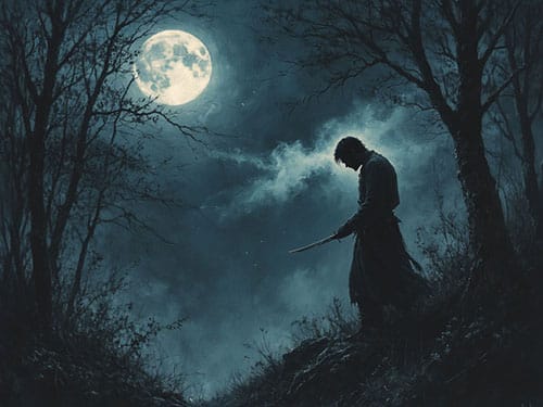 Мужчина с ножом ночью