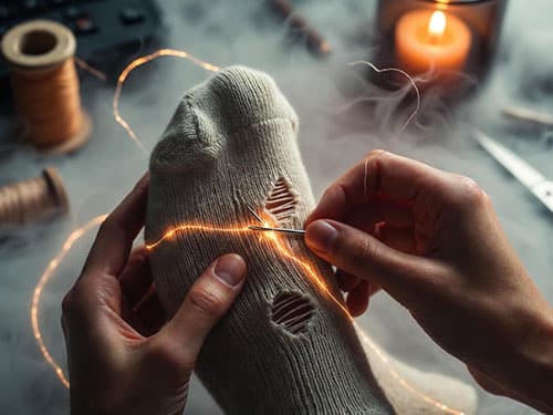 Зашивать дырявый носок