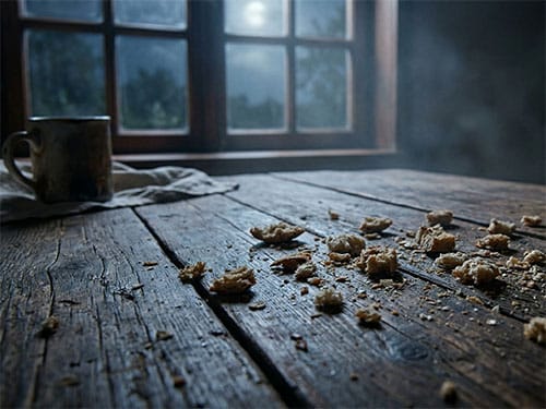 Хлебные крошки на столе