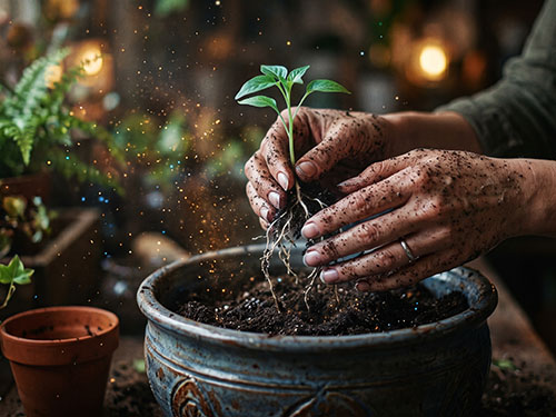 Пересаживать цветы