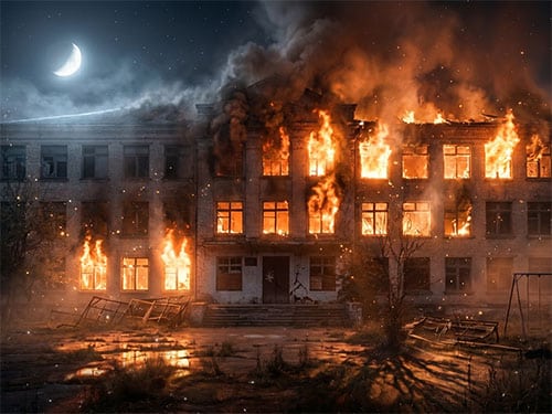Пожар в школе