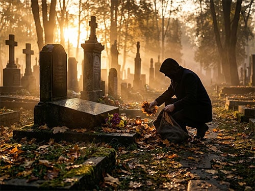 Убираться на кладбище