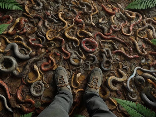 Много змей под ногами
