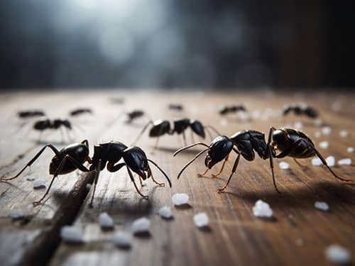 Черные муравьи на полу