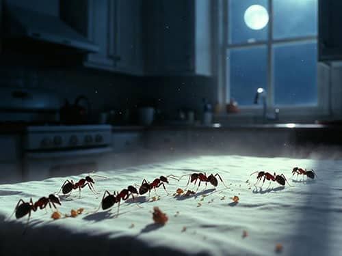 Много муравьев на столе