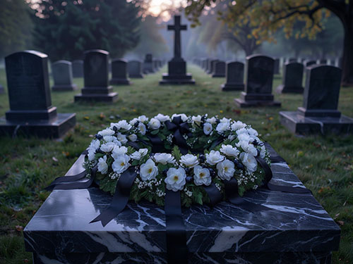 Венок на кладбище