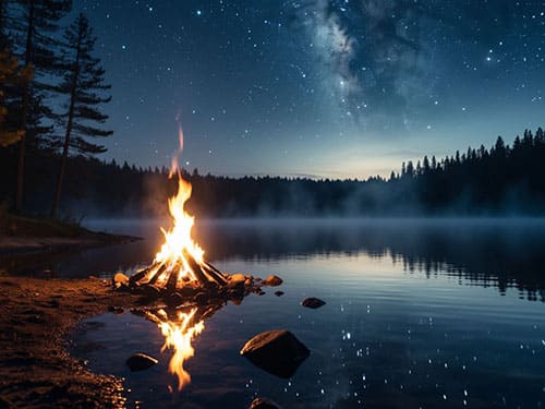 Костер у озера
