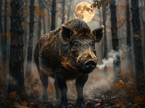Кабан в лесу