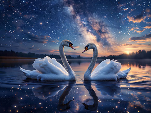 Лебеди на воде