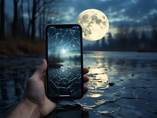 Разбитый телефон в руках