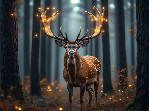 Олень с большими рогами