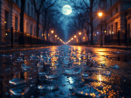 Битое стекло на асфальте