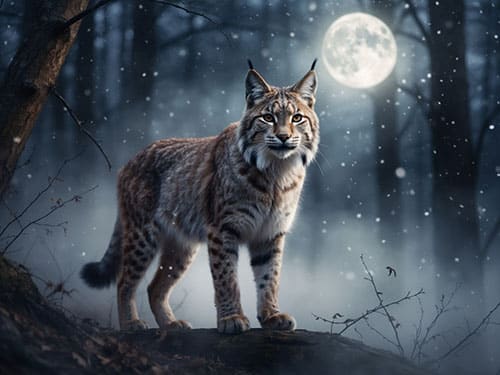 Рысь в лесу