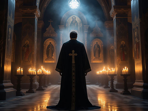 Священник в церкви