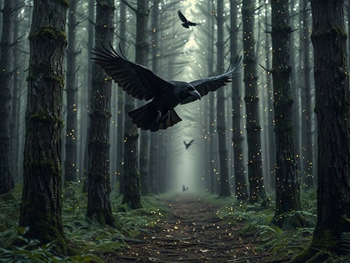 Черный ворон в полете