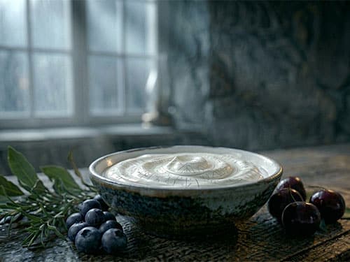 Густая сметана в миске