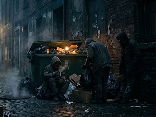 Бомжи у мусорки