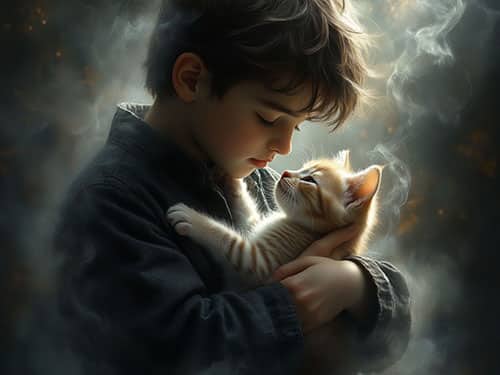 Маленький котенок на руках