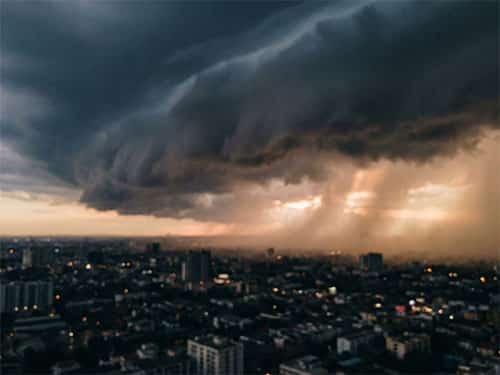 Грозовые тучи над городом