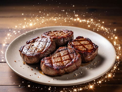 Жареное мясо на тарелке