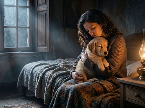 Держать собаку на руках