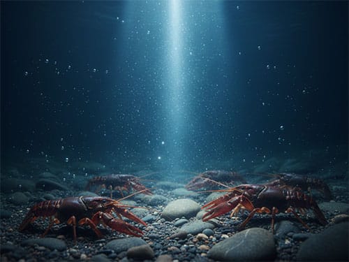 Живые раки в воде