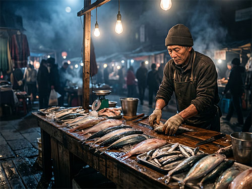 Продавать рыбу на рынке