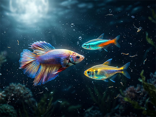 Разноцветные рыбки