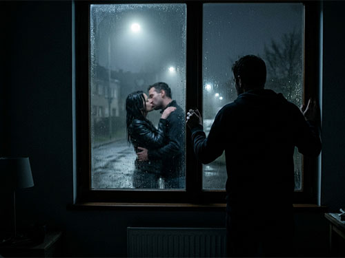 Жена целуется с другим