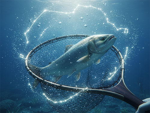 Поймать рыбу подсаком