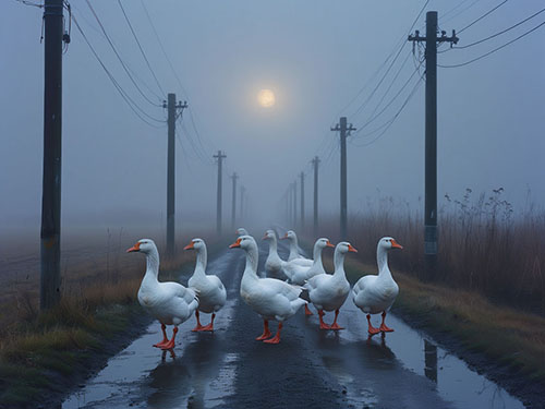 Много белых гусей