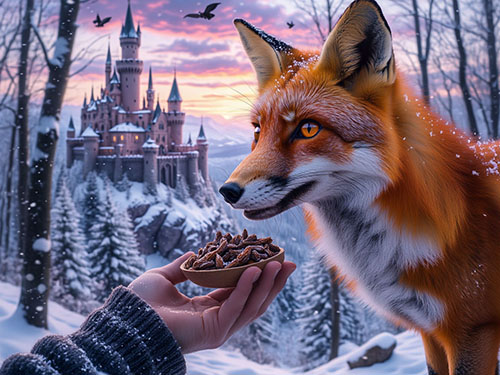 Кормить лису с рук