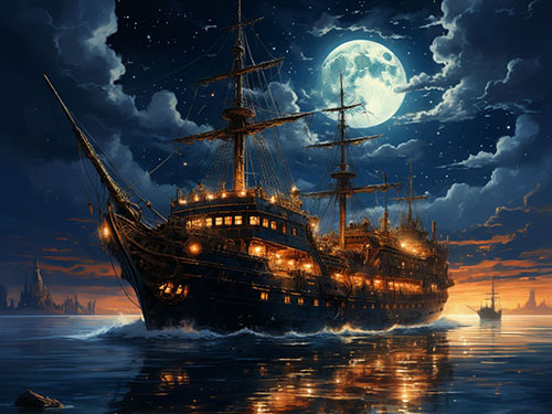 Большой корабль в море