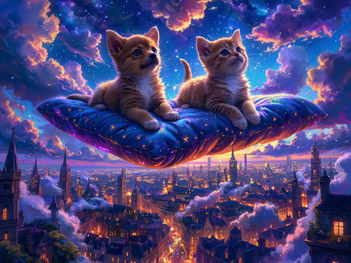 Маленький щенок и котенок