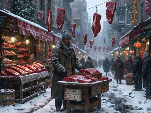 Продавать мясо на рынке