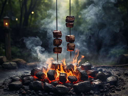 Готовить мясо на шампурах