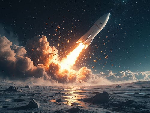 Взрыв ракеты в небе