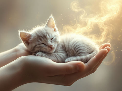 Больной котенок выздоровел