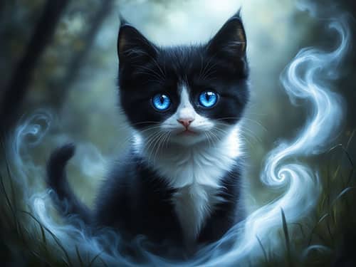 Черно белый котенок