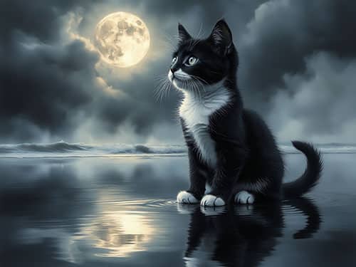 Красивый черно белый котенок