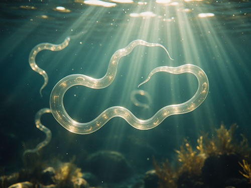 Прозрачные черви в воде