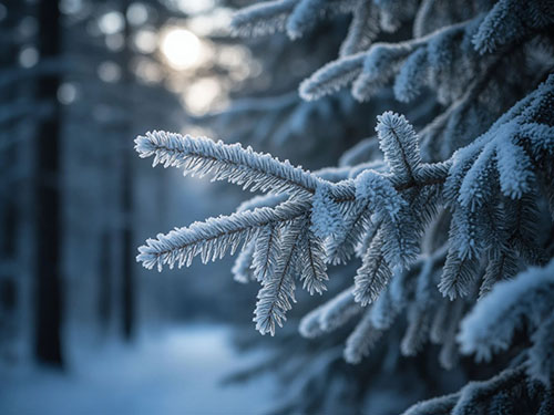 Заснеженные еловые ветки