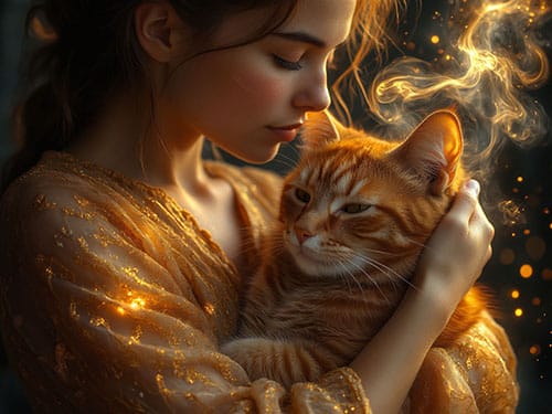 Кошка на руках у девушки