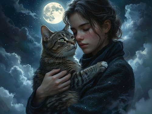 Кошка на руках у парня